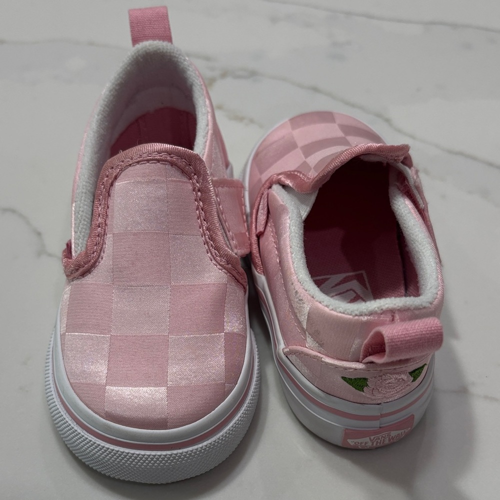 Vans Pink Checkerboard Kids Slip-On Sneakers